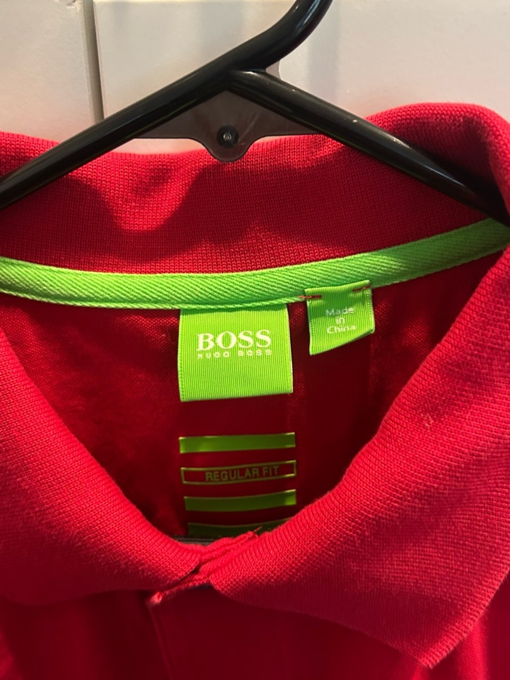 Hugo Boss Red Polo with Lime Green Trim